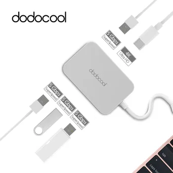 

dodocool Aluminum Type C to 4-port USB 3.0 Hub with HDMI Output Port USB-C To HDMI HUB 4K HD for MacBook Pro Google Chromebook