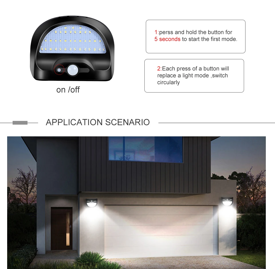 Solar Garden Light LED Solar Lamp Motion Sensor Waterproof Outdoor Lighting Decoration Street Lights Security Wireless Wall Lamp (12)