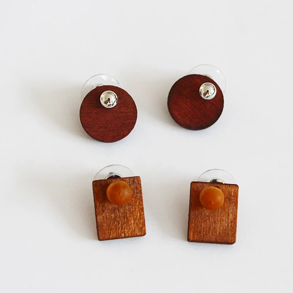 Free shipping Fashion jewelry natural font b wooden b font geometric log round rectangle shape font
