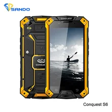 Original Conquest S6 2GB 16GB Quad Core Android4 4 ip68 5 0inch HD font b Rugged