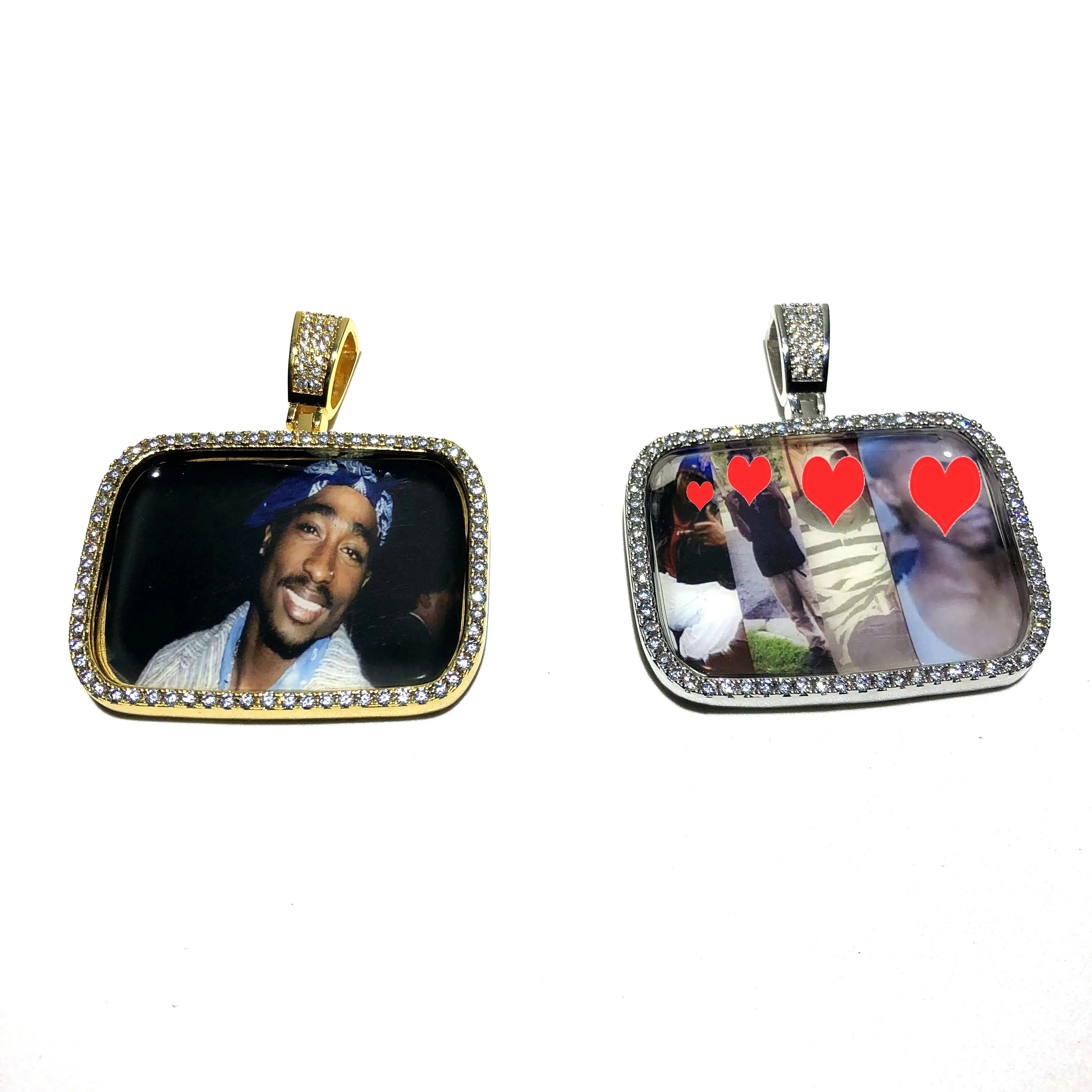 

Custom rectangle picture pendant iced out picture pendant