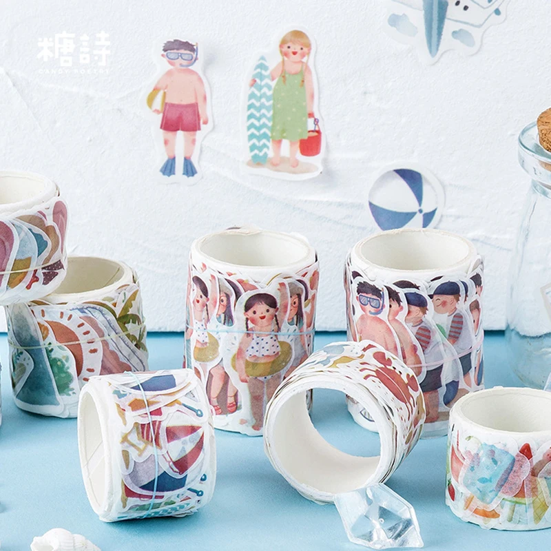 

Kawaii Collage Travel Series Drinks Washi Masking Tape Release Paper Stickers Scrapbooking Stationery Decorative Tape