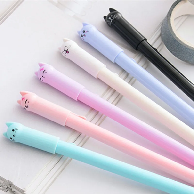 6 шт/лот гелевая ручка Kawaii Cat& Tail милые Мультяшные в форме конфеты цветные ручки канцелярские принадлежности для подарок для детей и студентов офисные школьные принадлежности