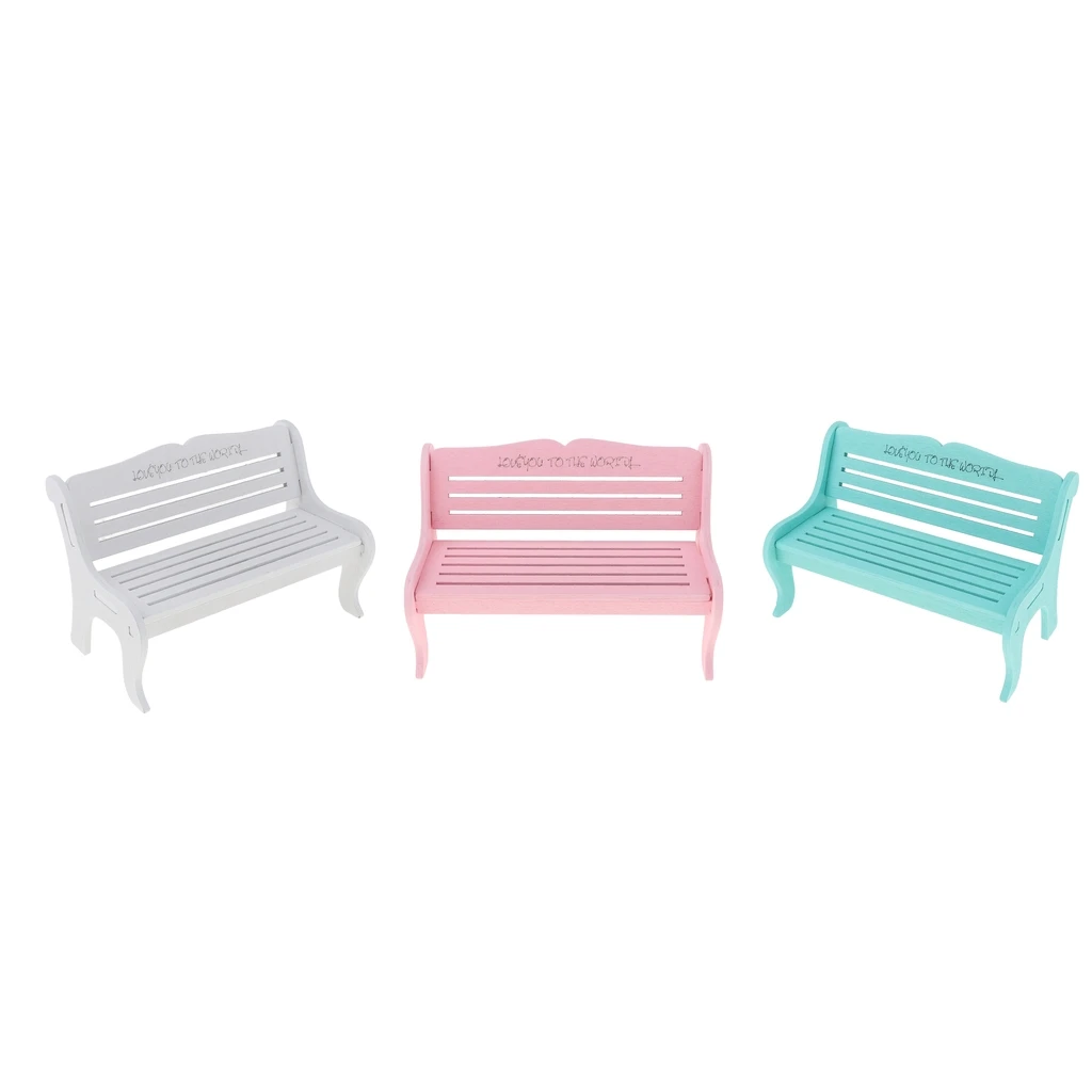 1/6 Doll House Park Bench Garden Chair Furniture Kids Pretend Play Toy