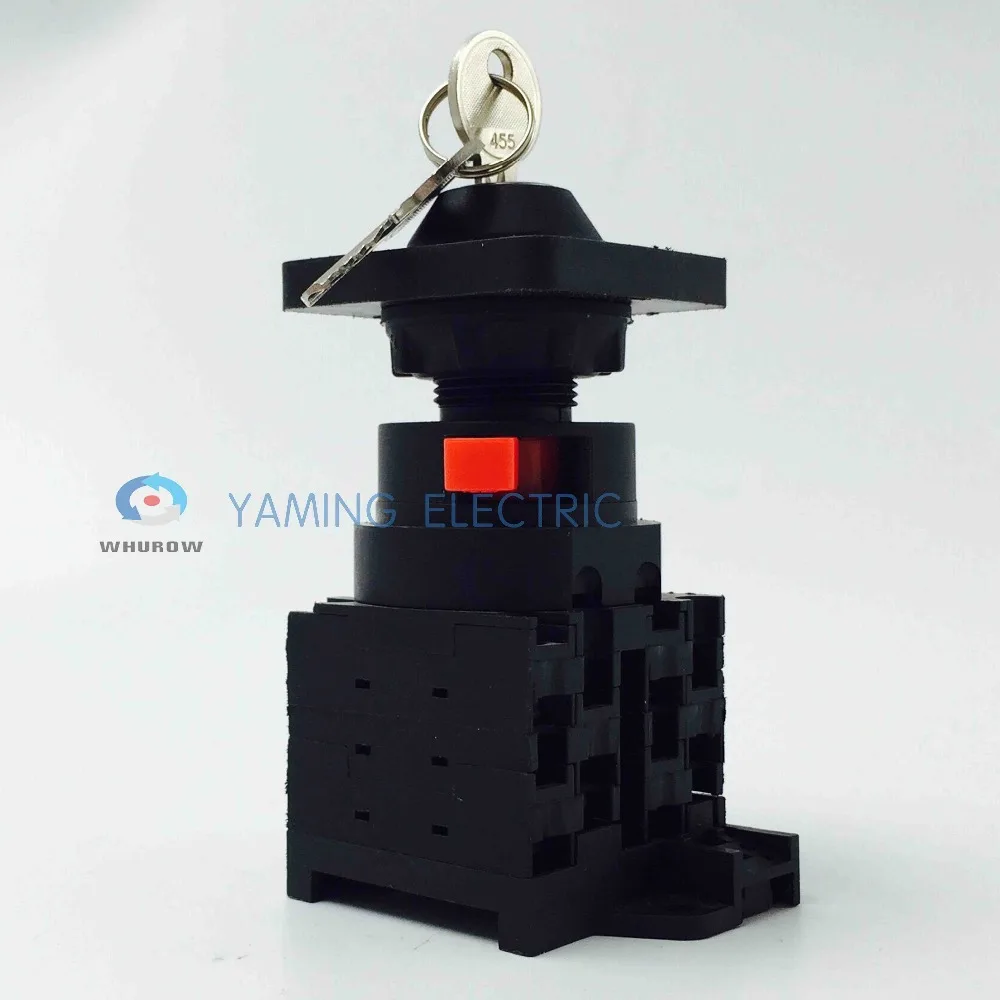 Yaming Электрический поворотный переключатель 2 положения 0-1 ВКЛ-ВЫКЛ 3 фазы с ключом легко установить 690 В 20A YMW42-20/3 S