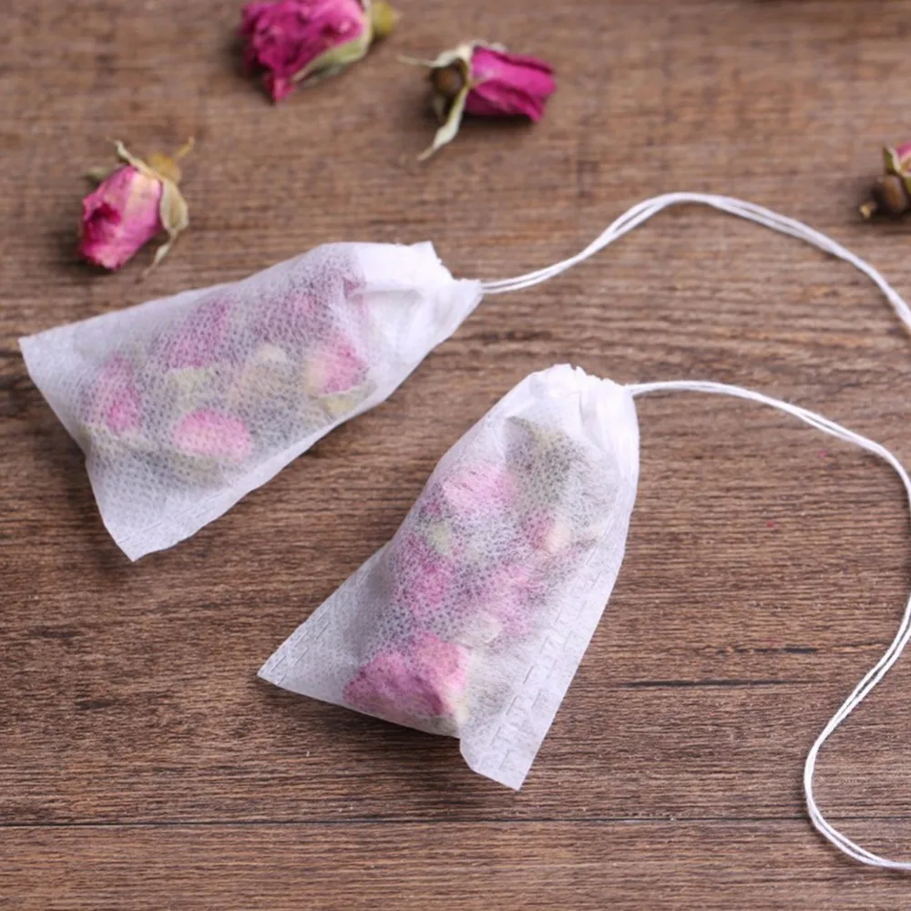 

100 Pcs/Lot Disposable Tea Bags Flower Tea Infuser Bag With String Sachet Filter Paper Teabags Empty Tea Bags