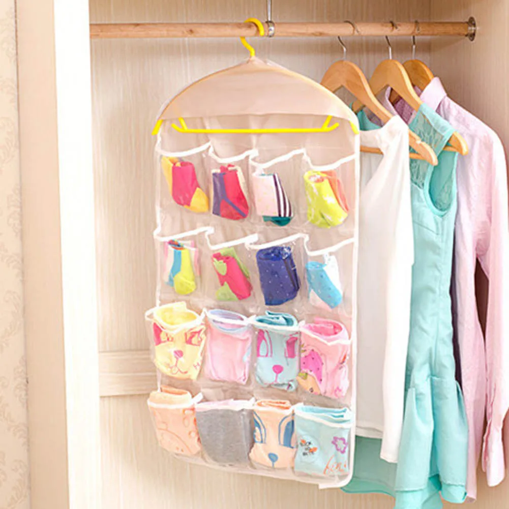 New 16 Pockets Multifunction Underwear Sorting Storage Bag Door Wall Hanging Closet Organizer