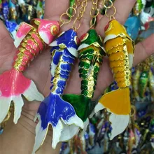 Enamel 10.5 Swing Fish Keychain Car Key Rings Chinese Cloisonne Goldfish Man Jewelry Bag Pendant Charm Accessories Ethnic Gift