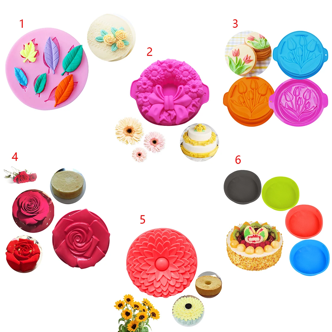 

Rose Flower Plants Shape 3D fondant cake silicone mold for polymer clay molds kitchen chocolate pastry candy making tools