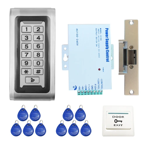 

Wholesale Brand New DIY Waterproof Metal Rfid Reader Keypad Door Access Control System + Electric Strike Door Lock Free Shipping