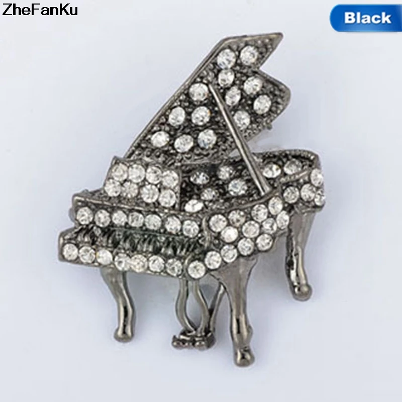 Fancyqube Romantic Elegant Alloy Gold-Color Men Women Brooch Ornament Crystal Piano Wedding Scarf Buckle Hijab Clothing Lapel Pins - intl