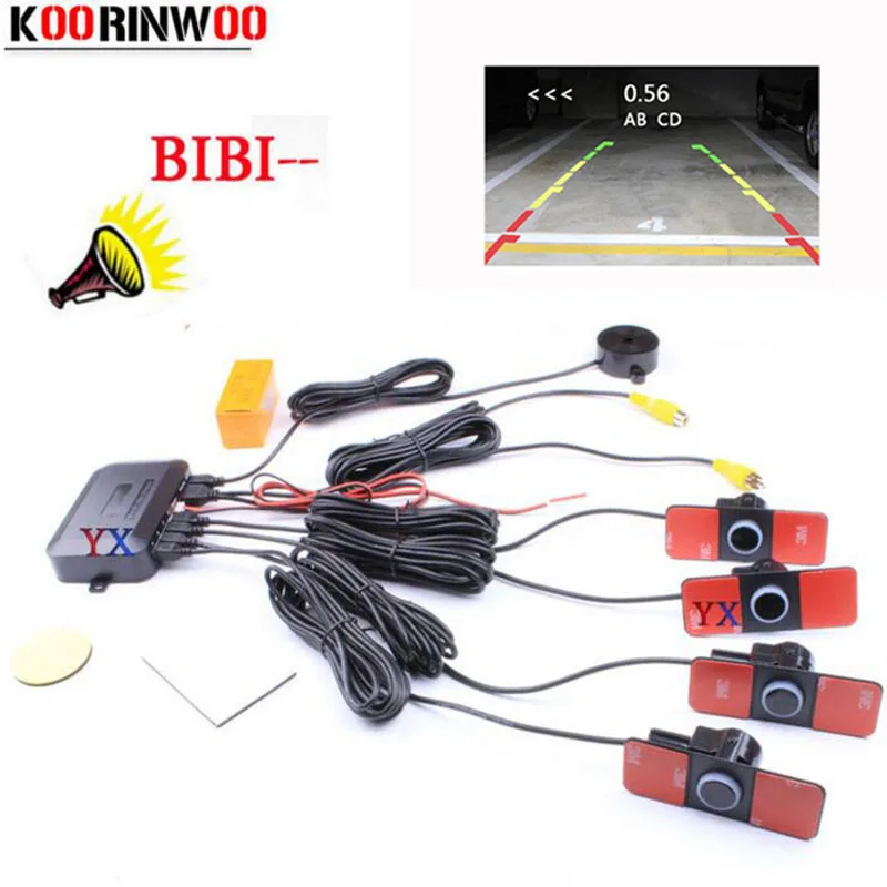 Koorinwoo Original Parktronic Dual Core Video Car Parking Sensor 4 Backup Radar Alarm System Sound Video System Visible Distance