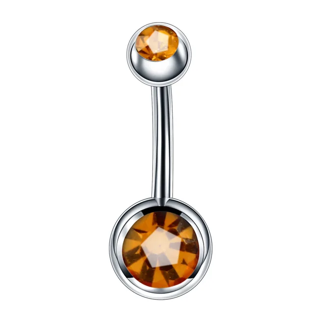 1pcssteel Double Gem Gauged Belly Button Piercing Navel For Rings 