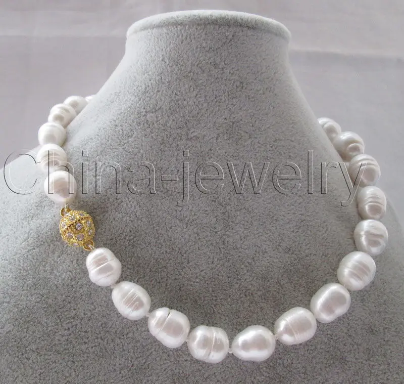 

HUGE13-14MM NATURAL SOUTH SEA GENUINE WHITE PEARL NECKLACE 18INCH