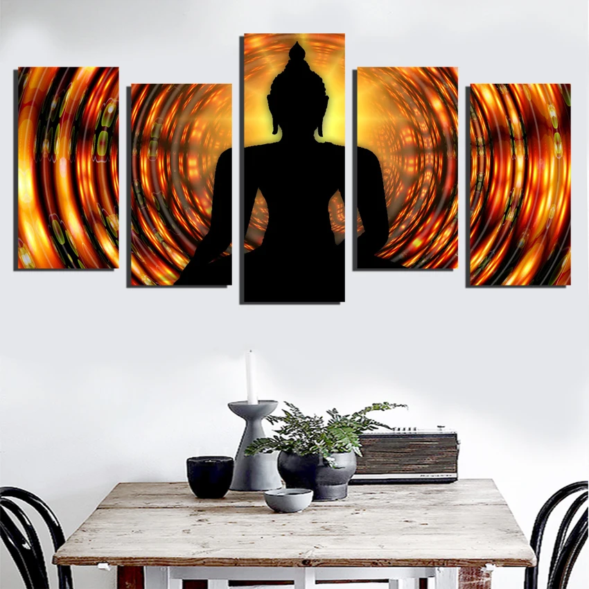 

Wall Art Pictures Canvas Painting 5 Panel Prints Religion Buddha Oil Painting On Canvas for Home Modern Decoration no frame