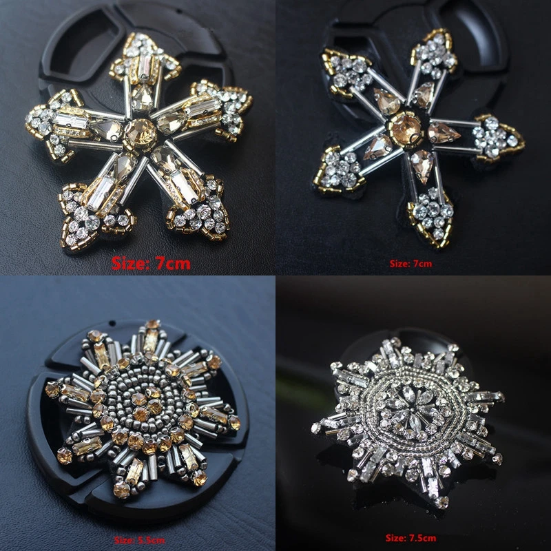 4 шт. восьмиугольные патчи в виде снежинок|decorative patches|snowflake patchbeaded applique |