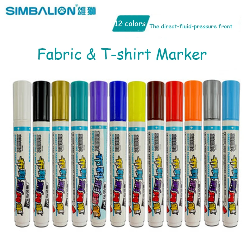 

Original Simbalion Fabric & T-shirt Marker Machine Washable Water Resistant Direct-ink Fine Piont 2mm Colored Markers DIY Supply
