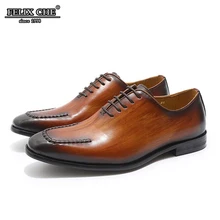 Роскошная Брендовая обувь; мужские оксфорды из натуральной кожи; официальная обувь на шнуровке с острым носком; обувь для работы; Мужская мода года; Свадебная обувь