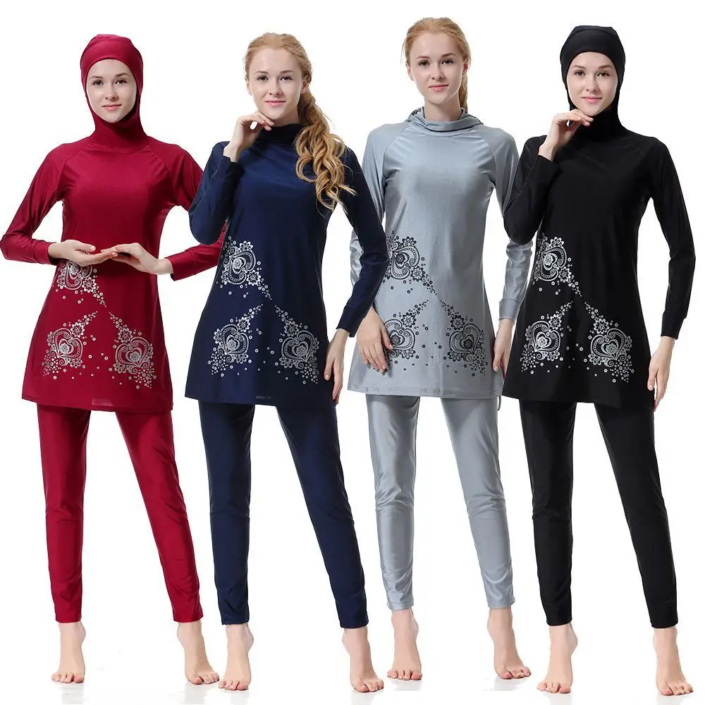 

Muslim Swimsuit Islamic Swimsuit Arab Swimwear 2 Pieces Connected Hijab Muslim Swimsuit Burkinis for Women Girls