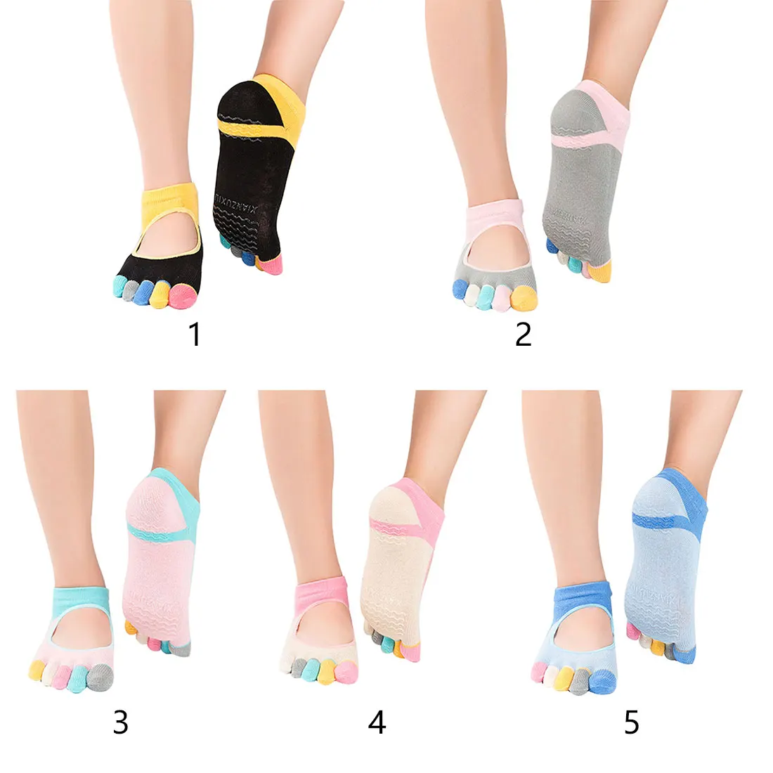 

New Women Pilates Five Toe Cotton Non-Slip Yoga Socks Female Socks Mix Color Hot Sell