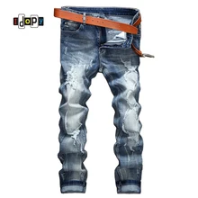 Idopy Hi-street Модные мужские рваные джинсы Брендовые дизайнерские мужские прямые Стрейчевые джинсовые брюки, рваные джинсы Джоггеры для мужчин