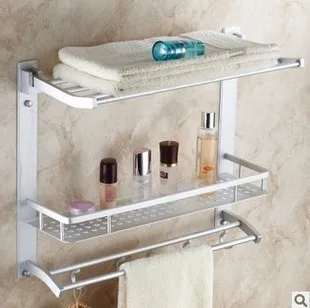 

Free shipping 44cm Aluminum towel rack towel bar bathroom shelf shampoo shelf bathroom accessories cloth rack multifunction rack