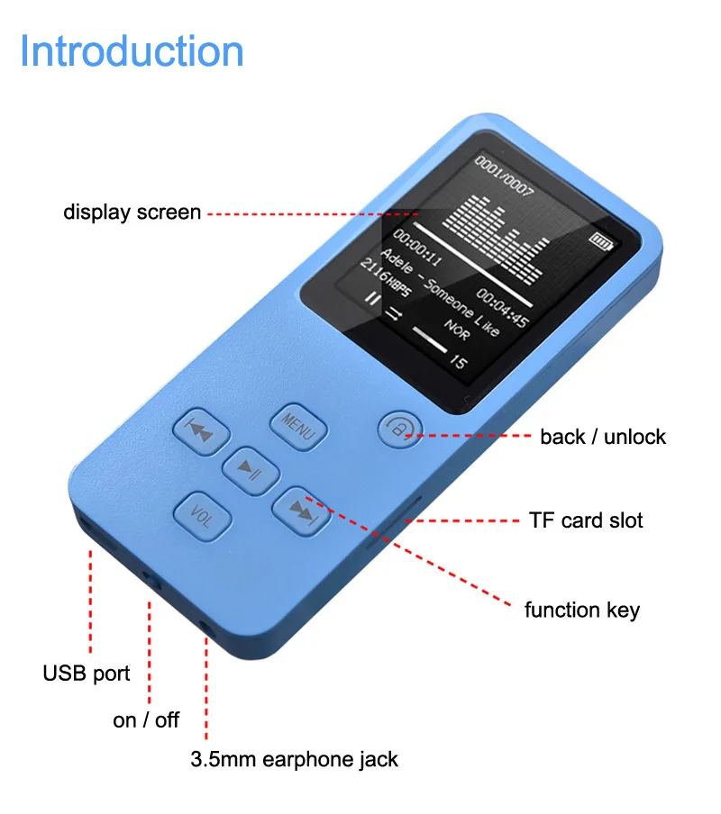 Популярный Bluetooth MP3 без потерь Поддержка записи SD карты 32 Гб MP3-плеер 1,8 дюймов экран fm-радио 16 Гб музыкальный плеер