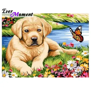 

Ever Moment Diamond Painting Dog Butterfly Flower 5D DIY Picture Mosaic Diamond Embroidery Full Square Drill Needlework S2F565