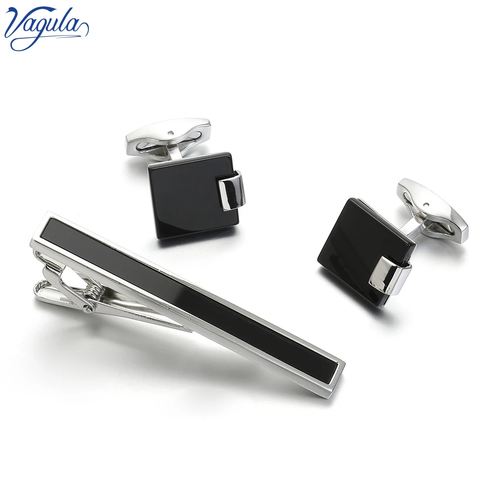 

VAGULA Designer Cufflinks Tie Clip 3Pcs Set Men Jewelry Bonito spinki Cuff links Gemelos Classic Clasp Necktie Tie Bar Pin 79