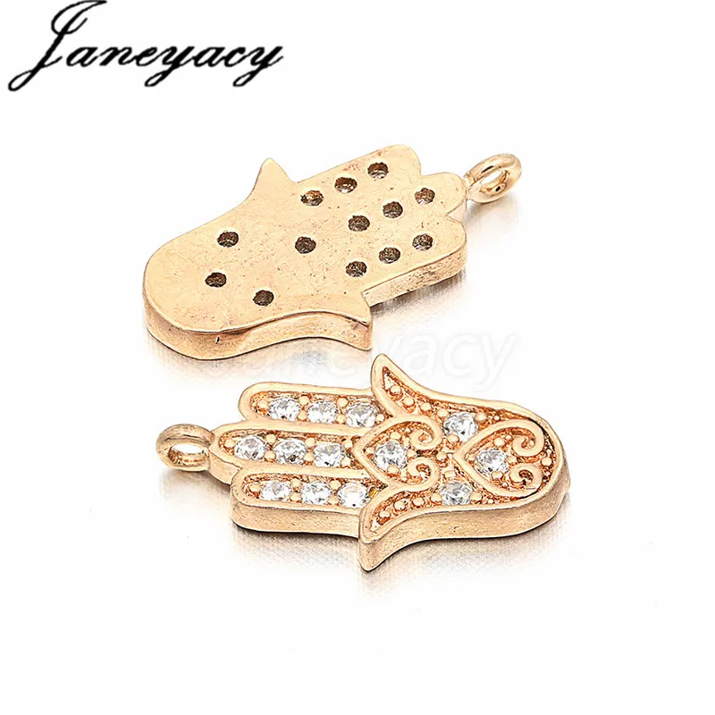 

Janeyacy New Brass Cubic Zirconia Stone Lucky Hand DIY Making Accessories Bracelet Necklace Accessories Connector Accesorios