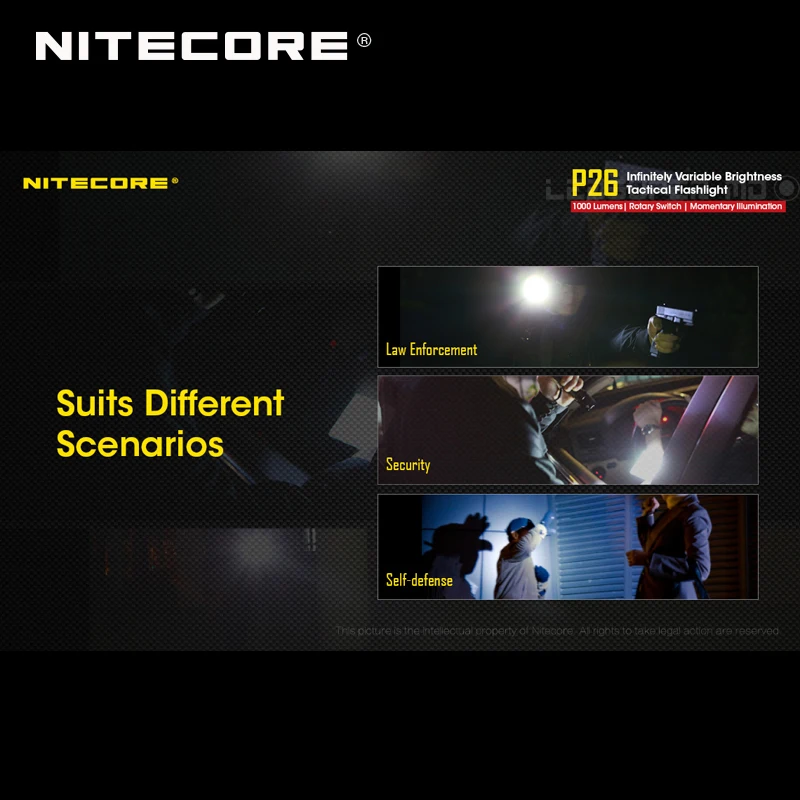 2018 Nitecore P26 1000 люмен CREE XP L HI V3 светодиодный тактический фонарик с бесконечной