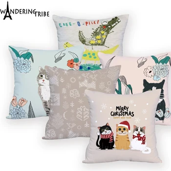 

Cartoon Cat Decorative Pillow Covers White for Chair Personalized Cover Cushion Bear Dog Cushion Cover for Sofa Creative