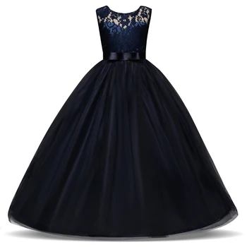 

5-14 Years Kids Dress for Girls Wedding Tulle Lace Long Girl Dress Elegant Princess Party Pageant Formal Gown for Teen Children