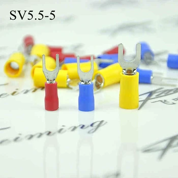 

500pcs SV5.5-5 Furcate Pre-insulating Terminal Cold pressed terminals/Cable Connector/Wire Connector Brass for AWG12-10