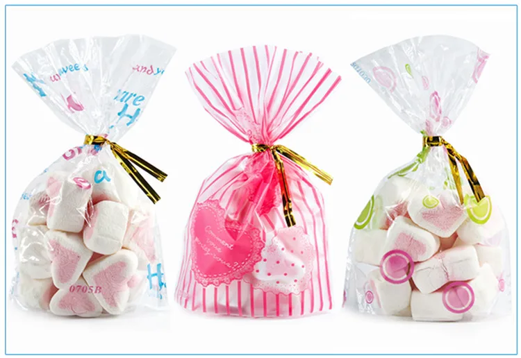 Оптовая продажа шт./лот 24 цвета пластик Открытый Топ подарочная упаковка мешок для выпечки печенья конфеты мешок с бесплатной шт. 100 шт
