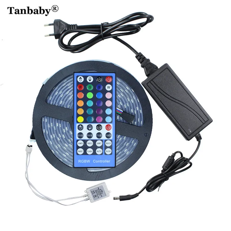 Tanbaby 5 м/рулон RGBW RGBWW Светодиодная лента SMD5050 черная печатная плата с 12В 6А адаптер