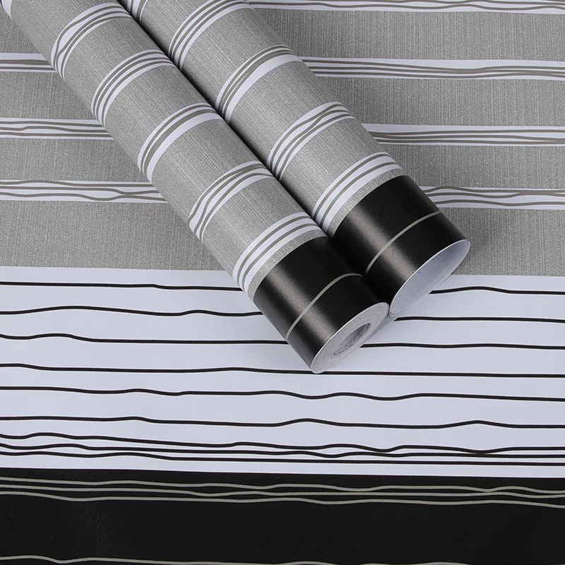 Современные полосы самоклеющиеся ПВХ водонепроницаемые обои черный серый спальня гостиная Romm винил контакт стены бумага мебель стикер - Цвет: H1378