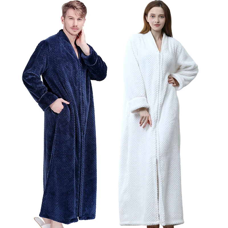 long fleece robe with zipper