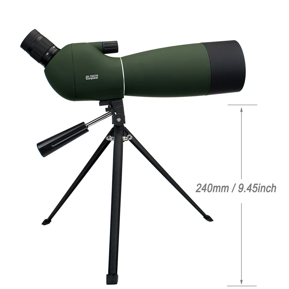 

LAIDA Spotting Scope 25-75x70 Zoom Telescope Angled Monocular for Hunting Camping Hiking Birdwatching w/ Tripod Soft Case M0064B