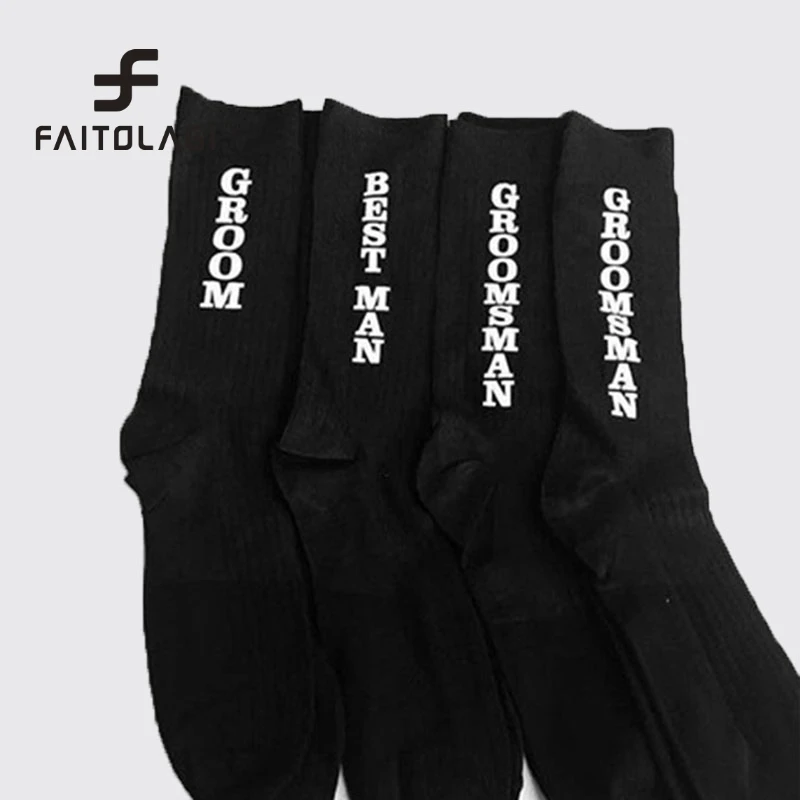 Funny Wedding Socks Groomsman Men Socks Cotton Soft Creative