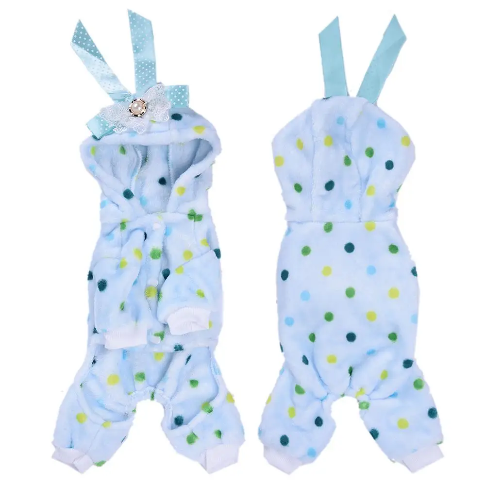 Dog Winter Warm Clothes Pajamas Jumpsuit Soft Comfortable Pet Dog Dot Pajamas Jumpsuit Dog Clothes For Pet Blue Big Sale