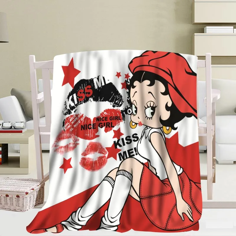 P+ Betty Boop одеяло мягкое DIY диван-кровать пледы одеяло детское взрослое теплое пользовательское одеяло размер 56x80Inch50X60Inch40X50Inch