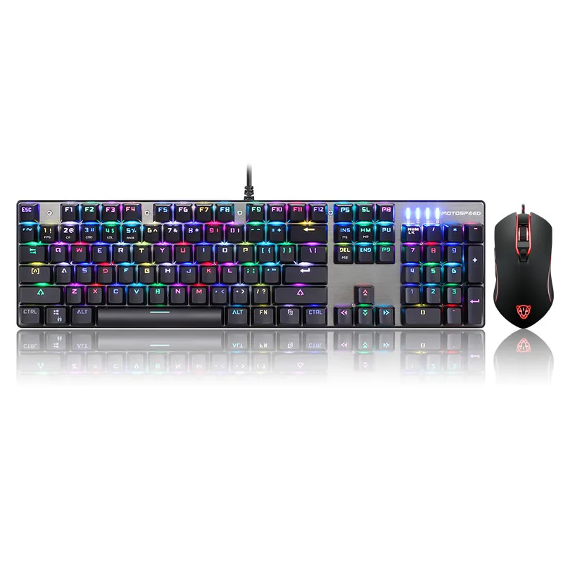 

Motospeed CK888 Gaming 104 keys Keyboard and 6 key Wired Mouse Set with Rainbow Backlight for Desktop#ZS