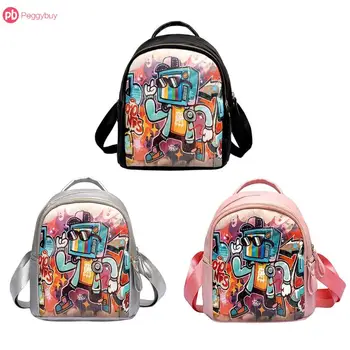 

Multiple Sizes Unique Designable Attractive Colorful Graffiti Print PU Leather Women Backpacks School Girls Mini Rucksacks