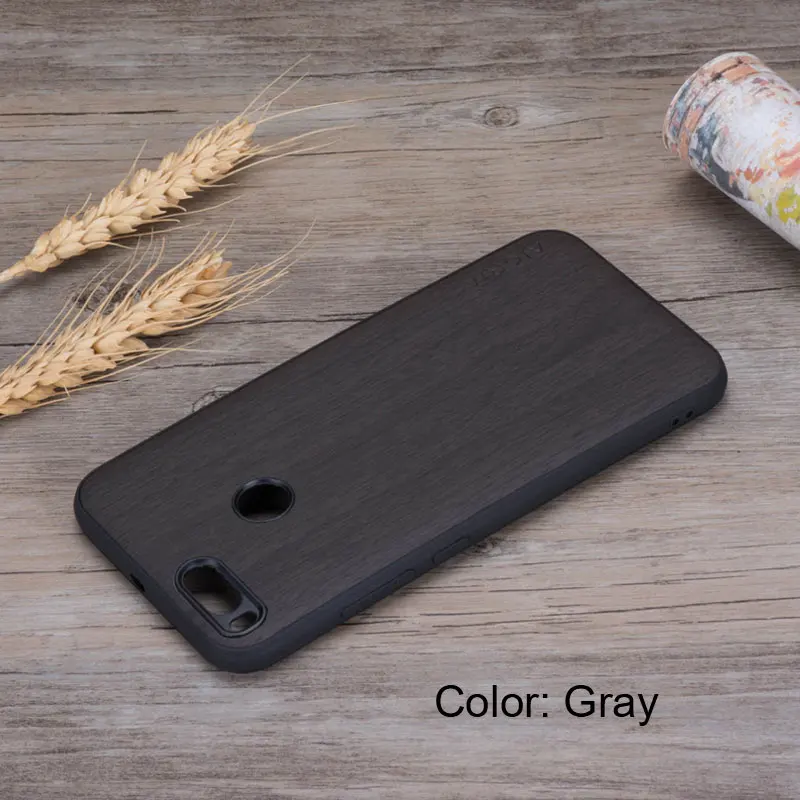 Деревянный дизайнерский чехол для Xiaomi mi A1 mi 5x Мягкий ТПУ силиконовый материал с ПК с деревом ПУ кожаный чехол - Цвет: Gray