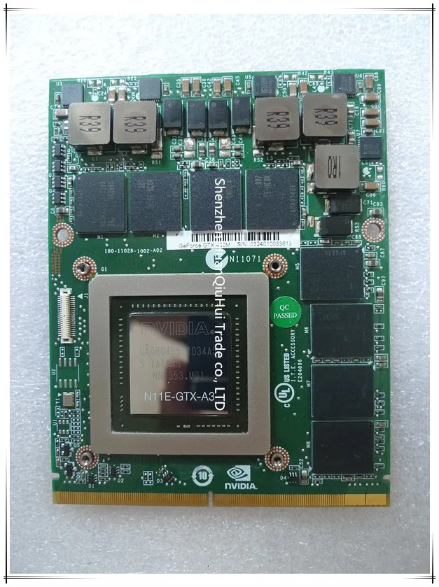   Graphics Video Card NVIDIA GeForce GTX 480M GTX480M 2GB GDDR5 N11E-GTX-A3 MXM For Dell full tested  