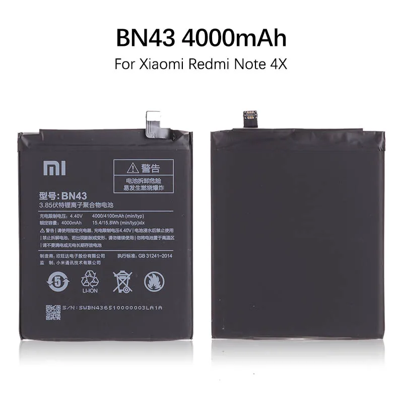 BN41 4100mAh для XIAOMI Redmi Note 4 Аккумулятор Redmi Note 4X Pro Аккумулятор MTK Mediatek X20 BN41