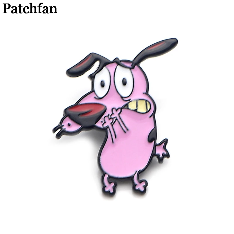 

Patchfan COURAGE The Cowardly Dog Zinc alloy pins badges para shirt bag clothes cap backpack shoes brooches badge medals A2028