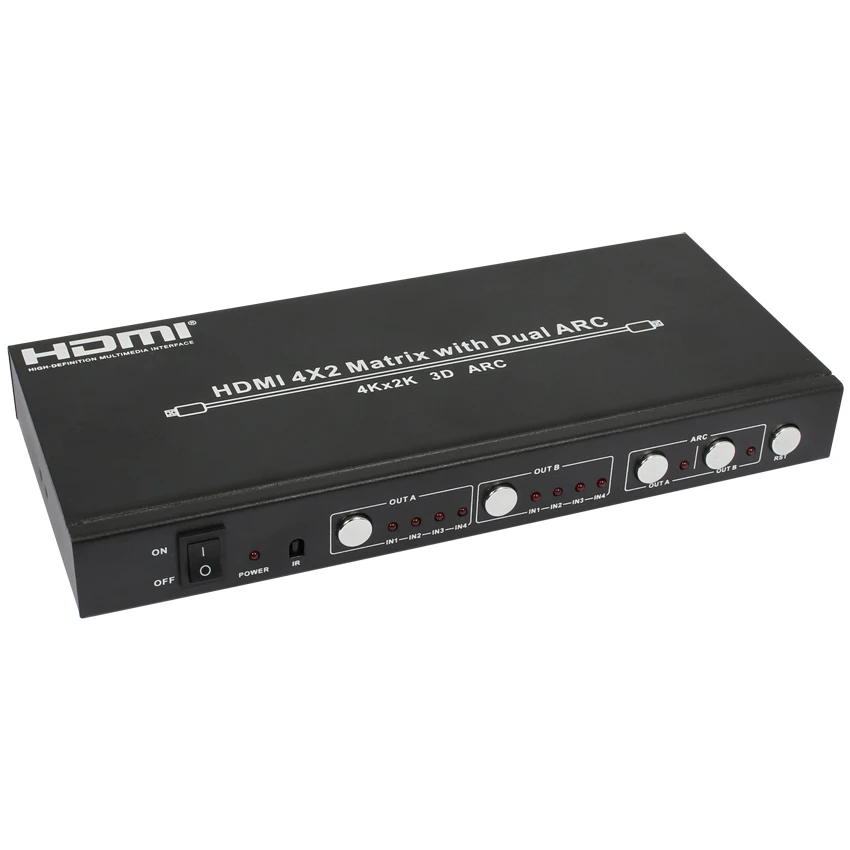 4X2 HDMI Matrix with Dual ARC RS232 HDMI V1.4 True Matrix support 4K*2K 3D HDMI Switch Switcher Splitter Amplifier With IR 4X2 HDMI Matrix with Dual ARC RS232 HDMI V1.4 True Matrix support 4K*2K 3D HDMI Switch Switcher Splitter Amplifier With IR