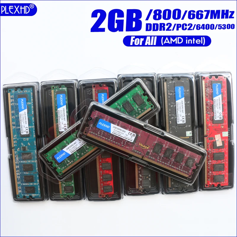 PLEXHD Настольный ПК Память RAM Memoria модуль DDR2 800 МГц 667 МГц PC2 6400 5300 1 Гб 2 ГБ 4 ГБ 8 ГБ 240 контакты для всех(для intel amd